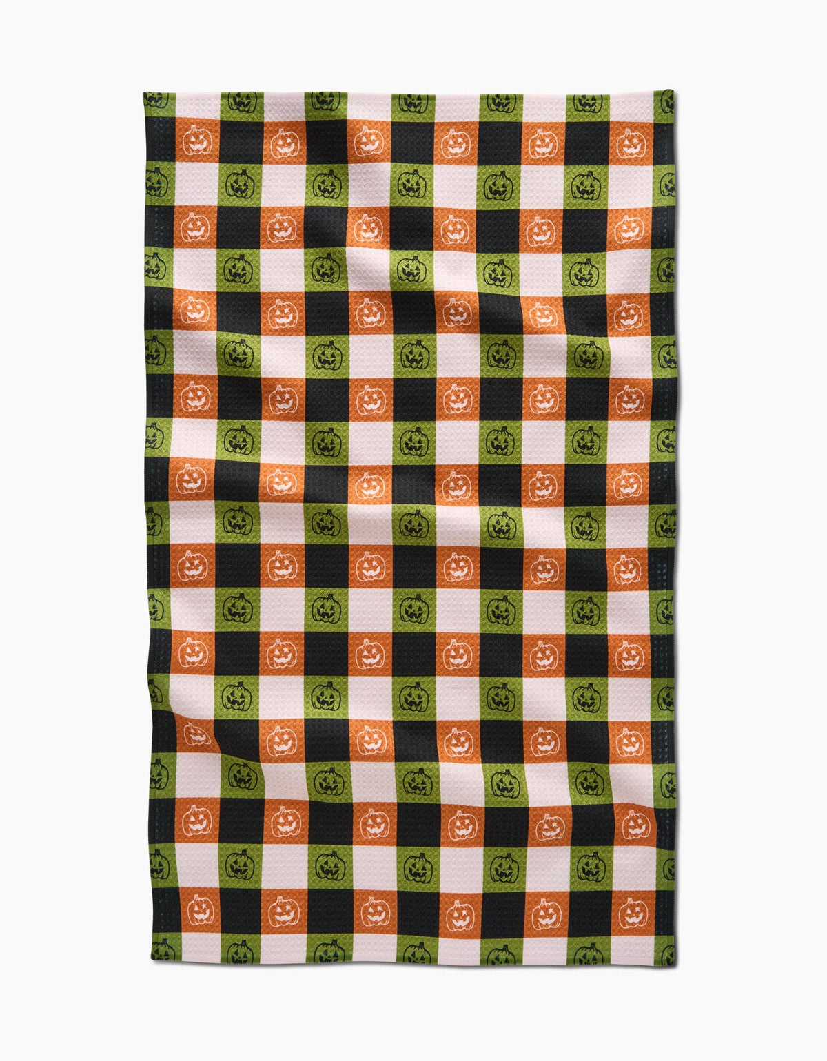 Jack-o-Lantern Checker Tea Towel by Geometry - The Preppy Bunny