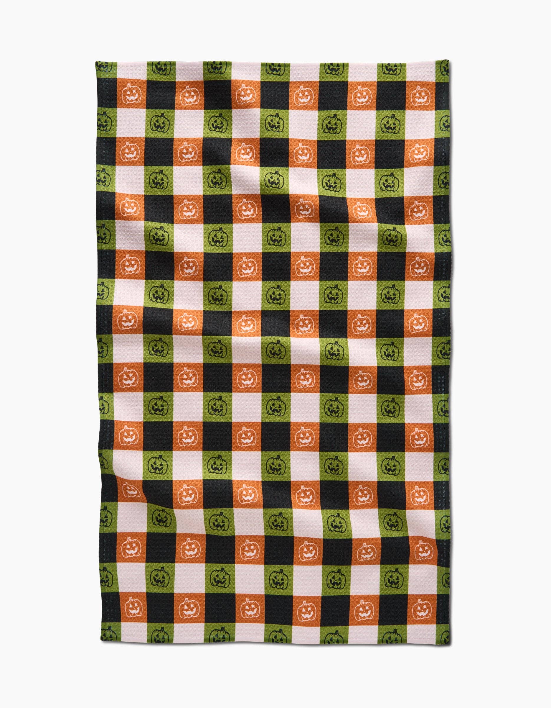 Jack-o-Lantern Checker Tea Towel by Geometry - The Preppy Bunny