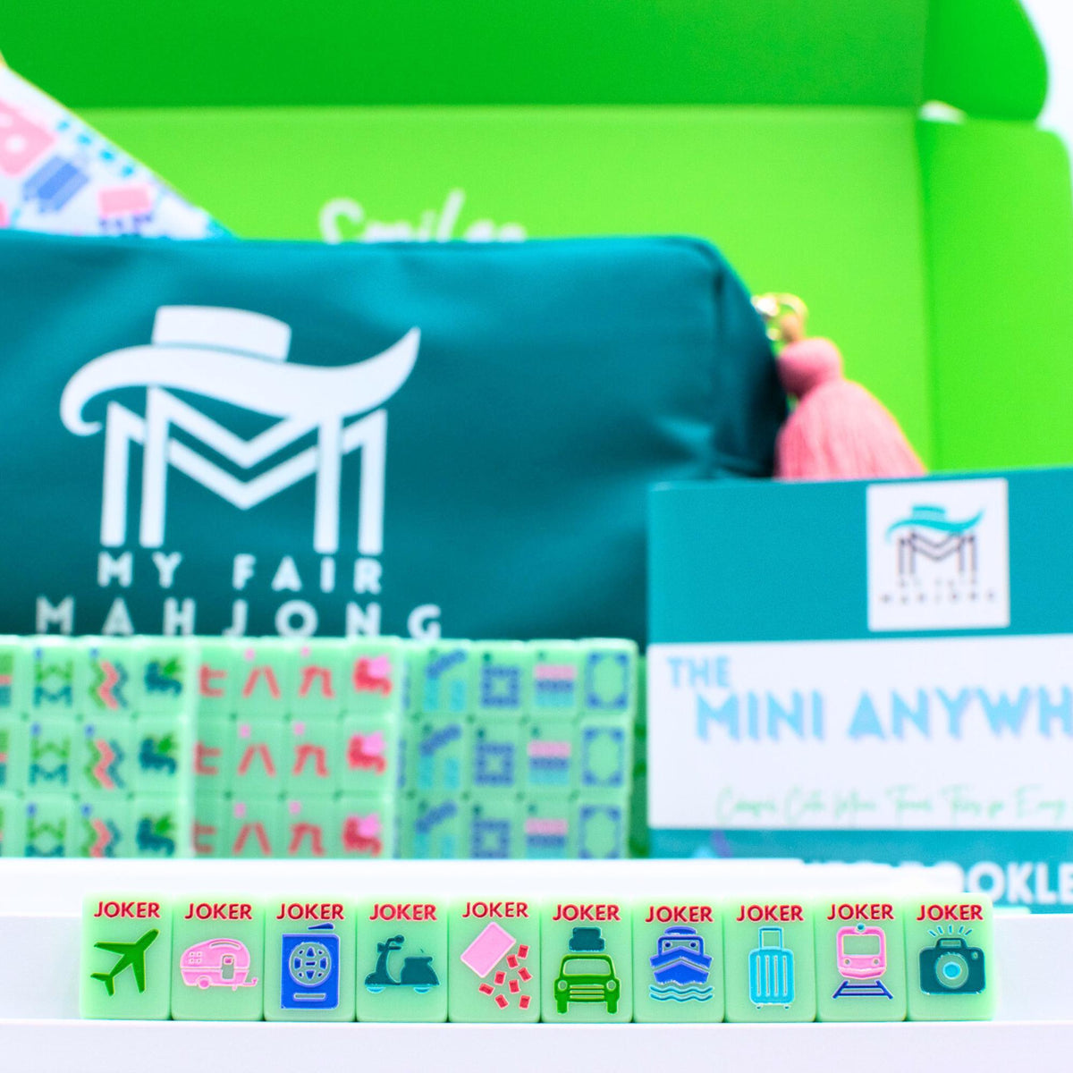 MINI TRAVEL MAHJONG  |  Mini Anywhere Series  |  Green - The Preppy Bunny