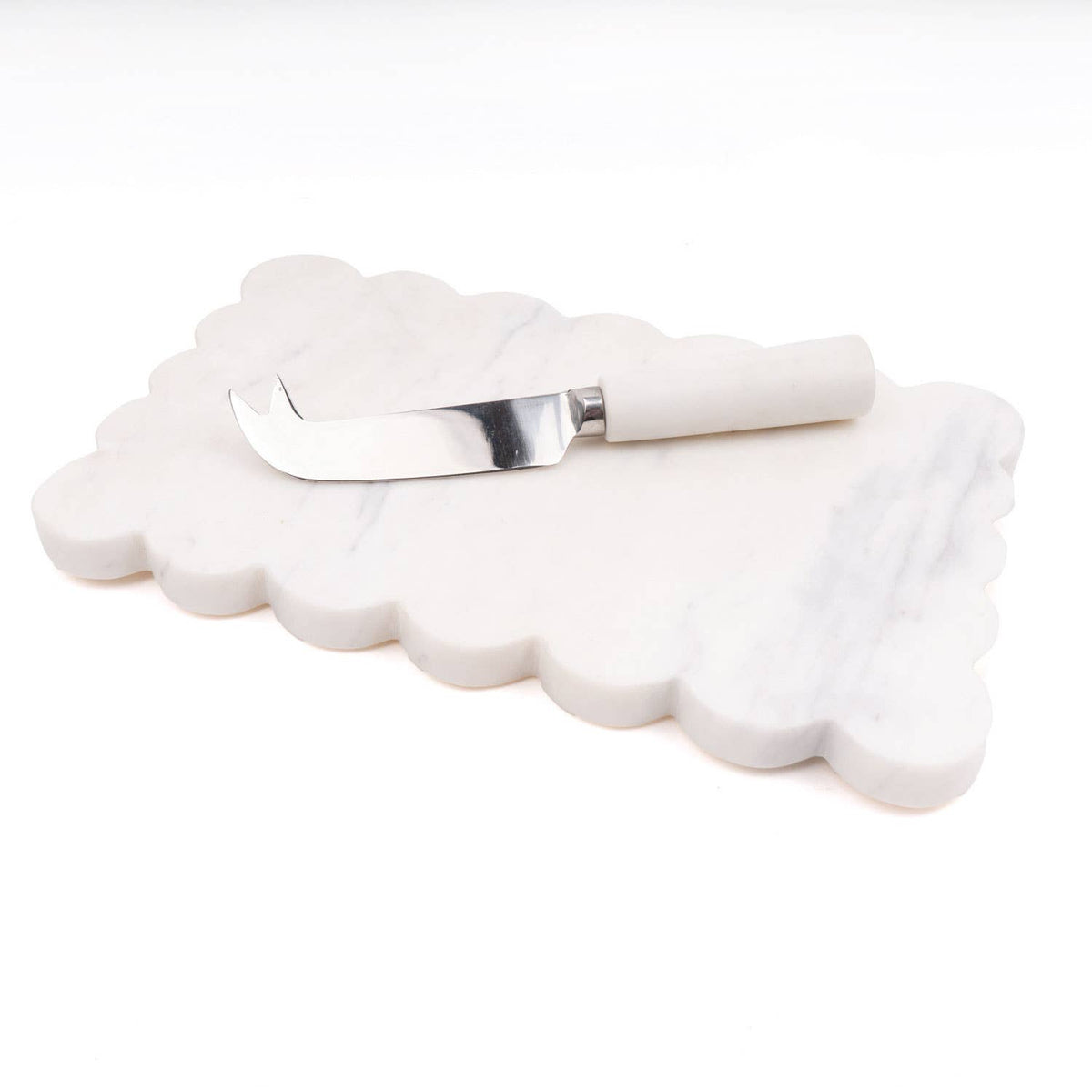 Marble Scalloped Cheese Board &amp; Knife Set - The Preppy Bunny