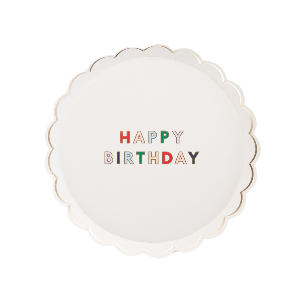 Blanc White Happy Birthday Small Paper Plates - The Preppy Bunny