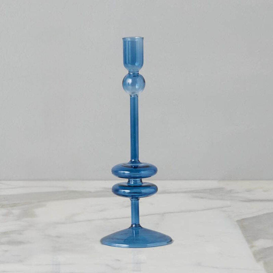 Sapphire Glass Candlestick - Medium