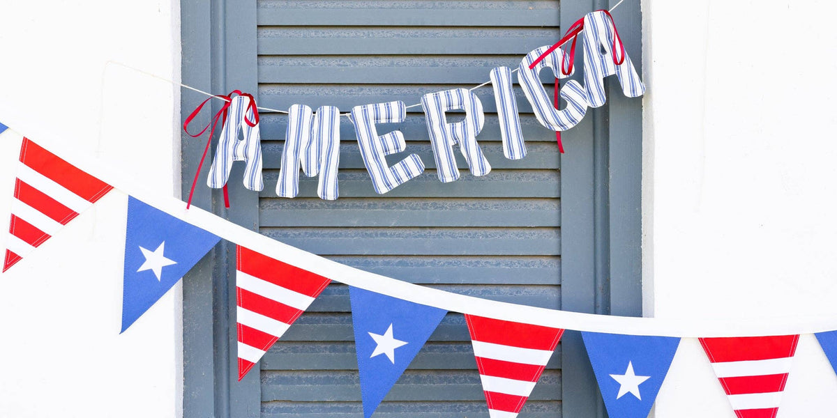 America Ticking Fabric Puffy Banner