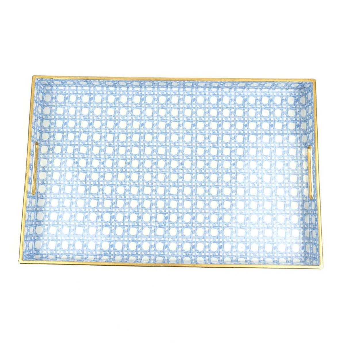 Blue Cane Rectangular Tray - The Preppy Bunny