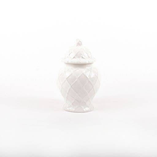 White Textured Ginger Jar - Small - The Preppy Bunny