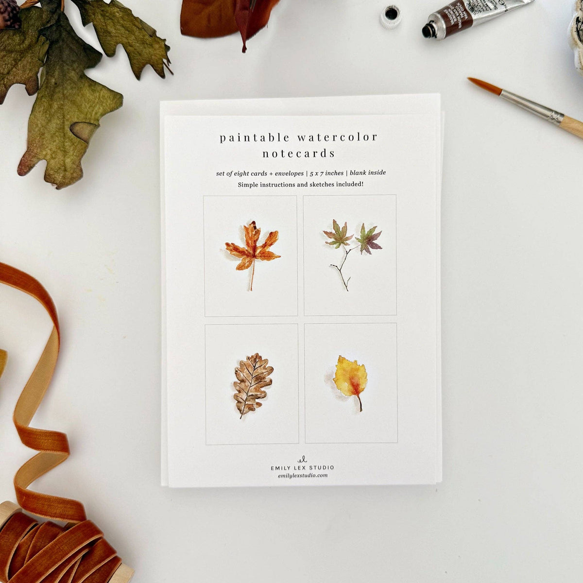 Fall Leaves Paintable Notecards - The Preppy Bunny