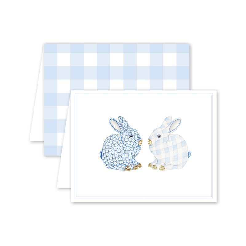 Porcelain Bunnies Folded Notecard Set - The Preppy Bunny