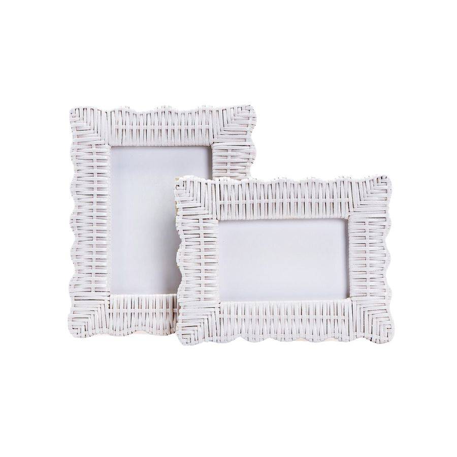 White Scallop Wicker Picture Frame - 2 sizes available - The Preppy Bunny
