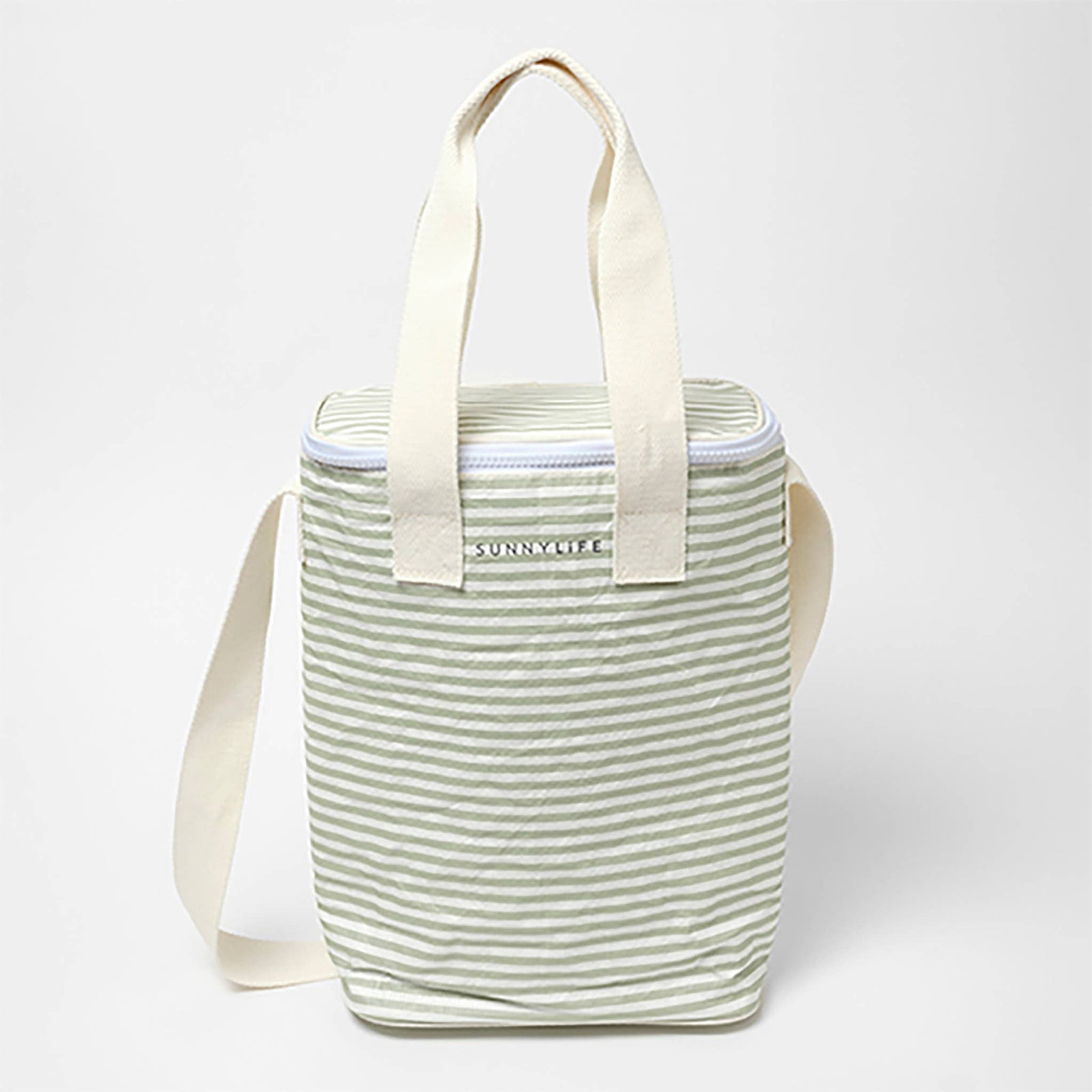 Light Cooler Drinks Bag La Palma Sage Stripe - The Preppy Bunny