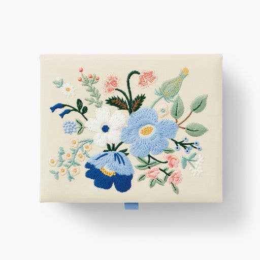 Garden Party Blue Medium Embroidered Keepsake Box - The Preppy Bunny