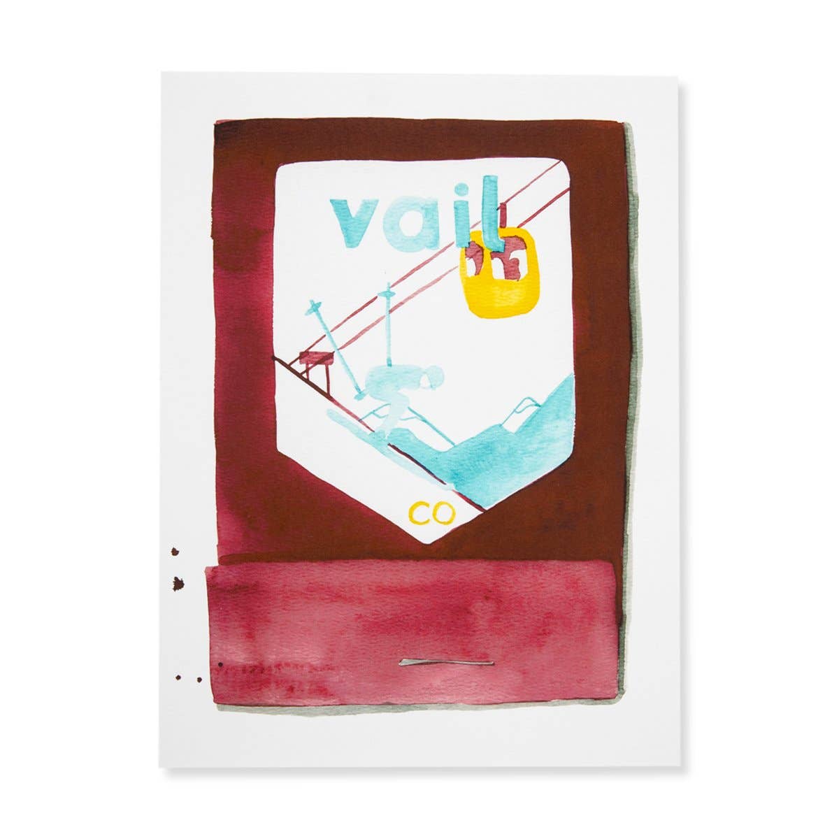 Vail Matchbook Watercolor Print: 5" x 7" - The Preppy Bunny