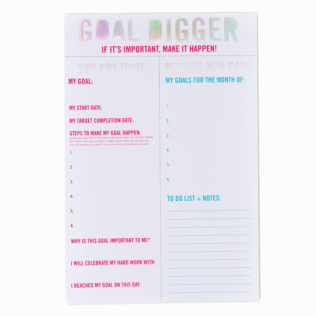 Goal Digger Goal Setting Notepad - The Preppy Bunny
