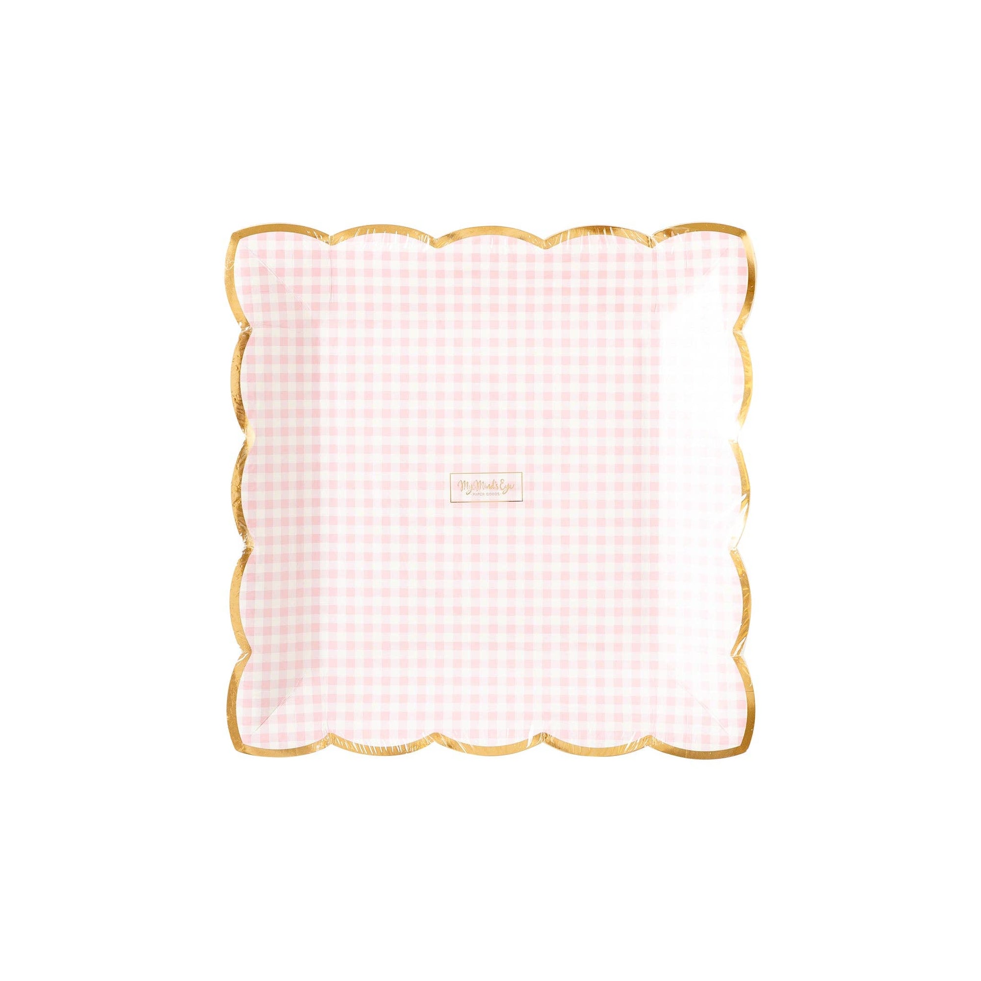 Pink Gingham Paper Plate Set - The Preppy Bunny