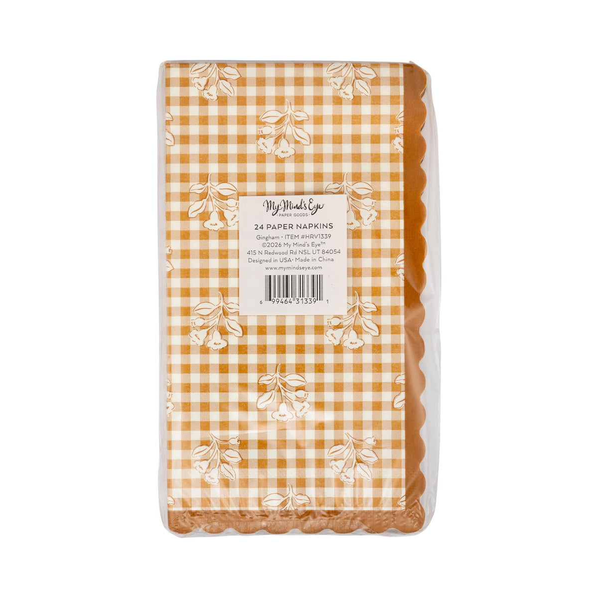 Rust Gingham Block Print Dinner Paper Napkins
