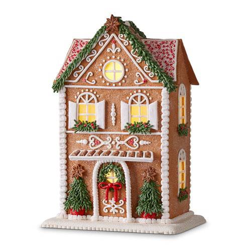 Lighted Gingerbread House with Trees - The Preppy Bunny