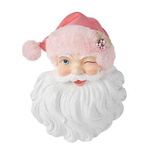 Santa Face with Pink Hat Wall Art - The Preppy Bunny