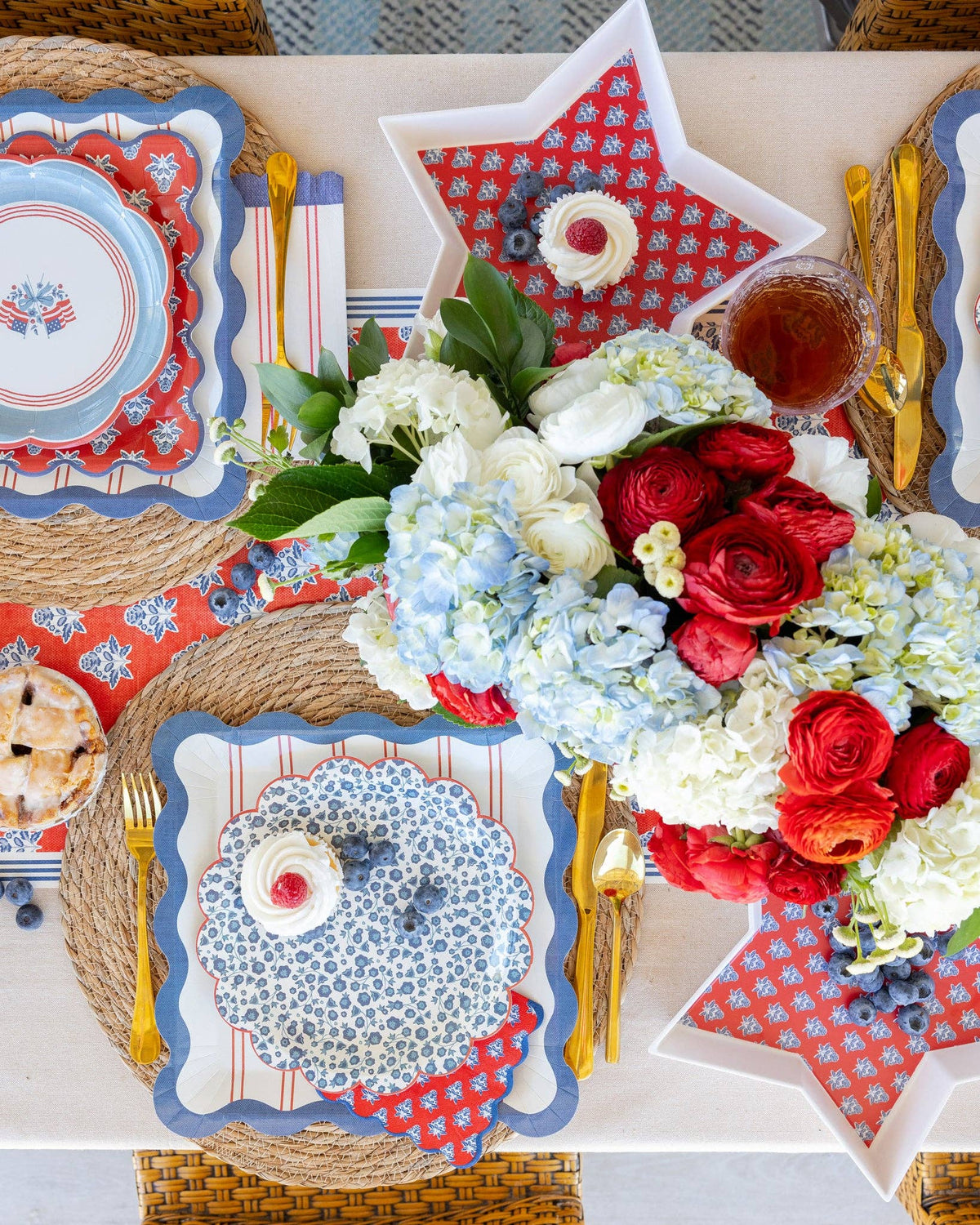 Blue Ditsy Floral Paper Plates