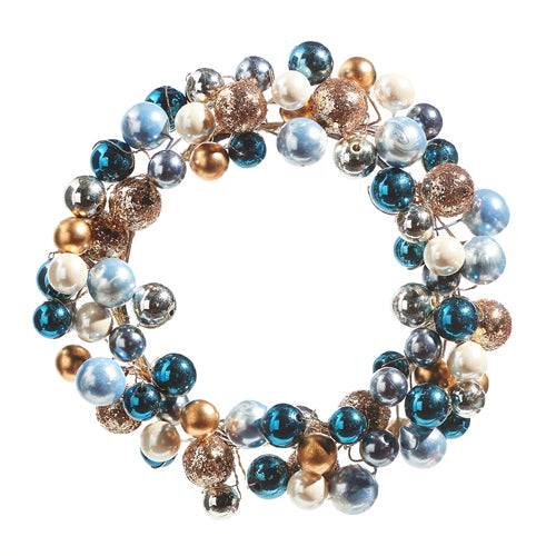 Blue and Gold Bead Wreath - Candle Ring - The Preppy Bunny