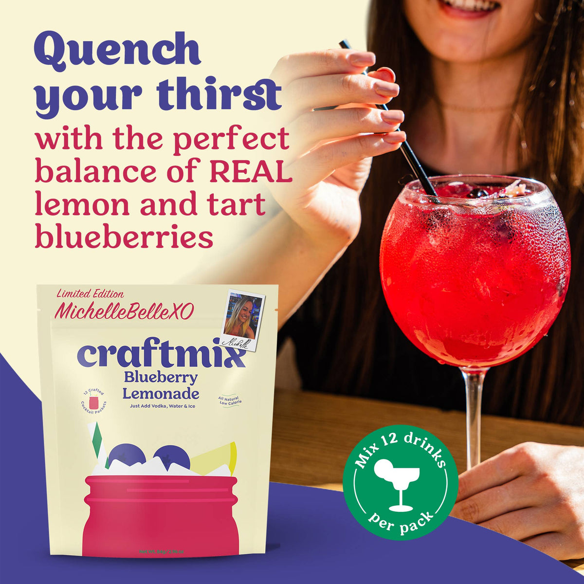 Blueberry Lemonade Cocktail / Mocktail Mixer - Single Serving