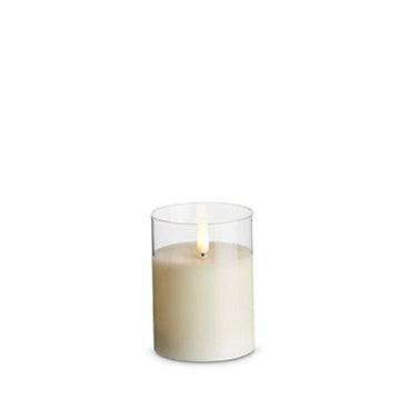 Glass Ivory Pillar Candle 3" x 4" - Battery Operated - The Preppy Bunny