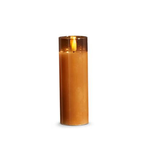 Gold Glass Ivory Pillar Candle 2" x 6" - Battery Operated - The Preppy Bunny