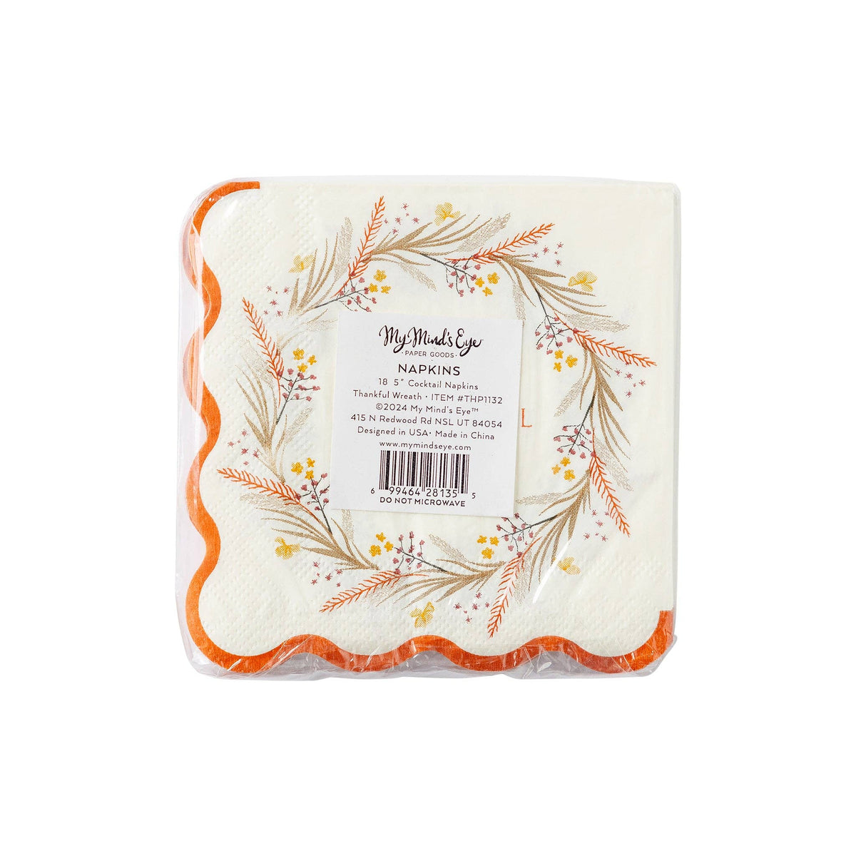 Thankful Wreath Paper Beverage Napkins