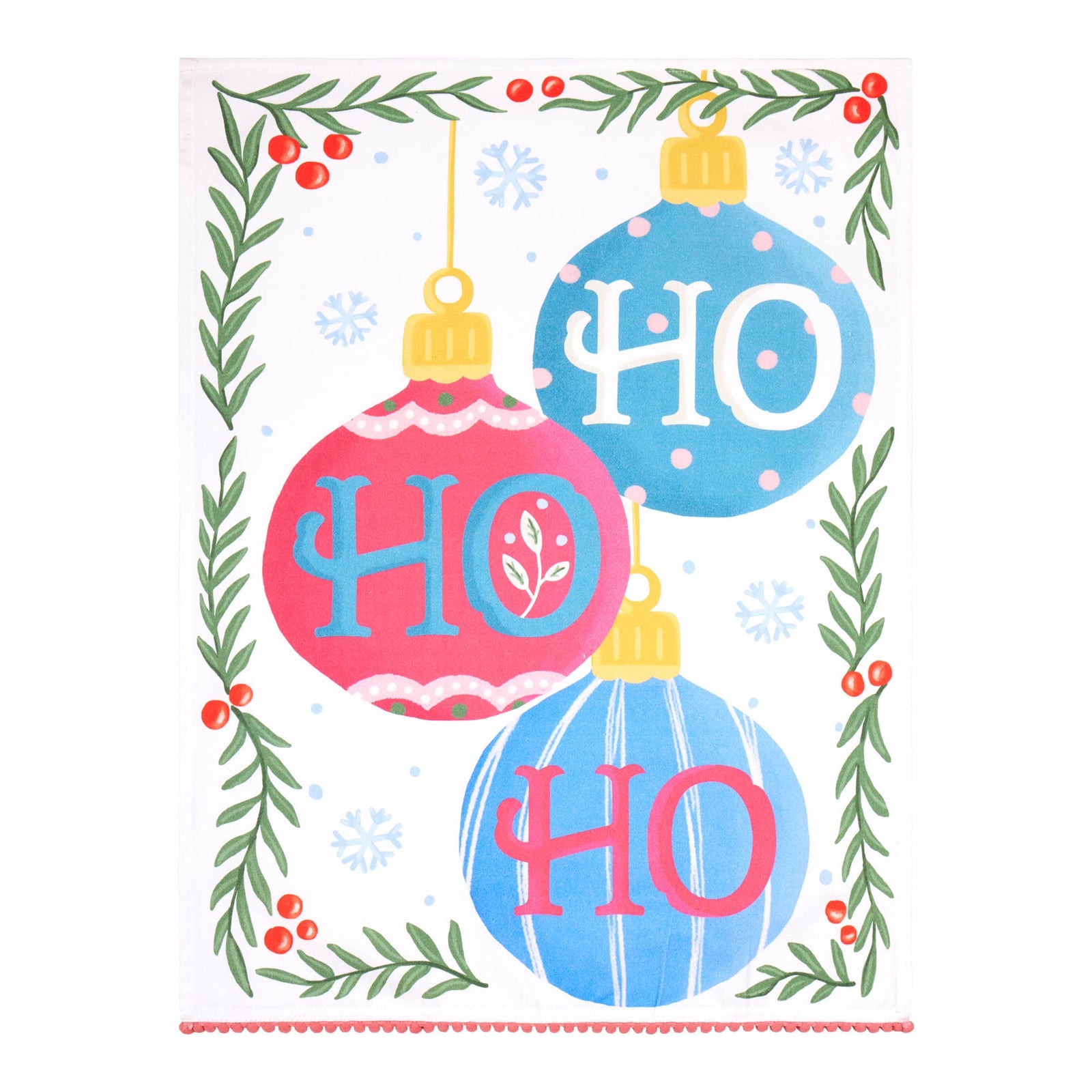 Ho Ho Ho w/Pom Poms Kitchen Towel - The Preppy Bunny