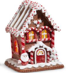 7&quot; Lighted Peppermint Gingerbread House