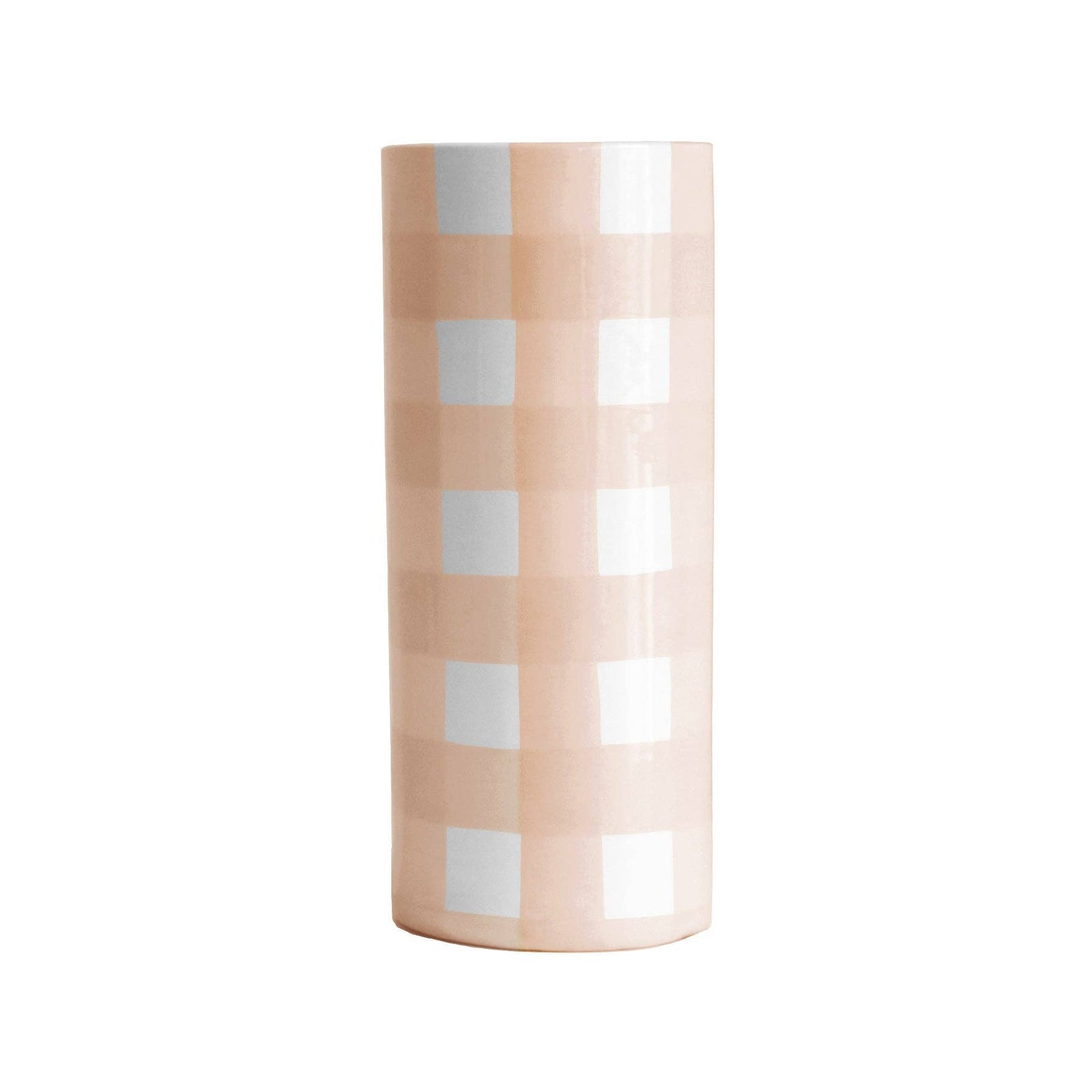 Gingham Column Vase in Coral - The Preppy Bunny