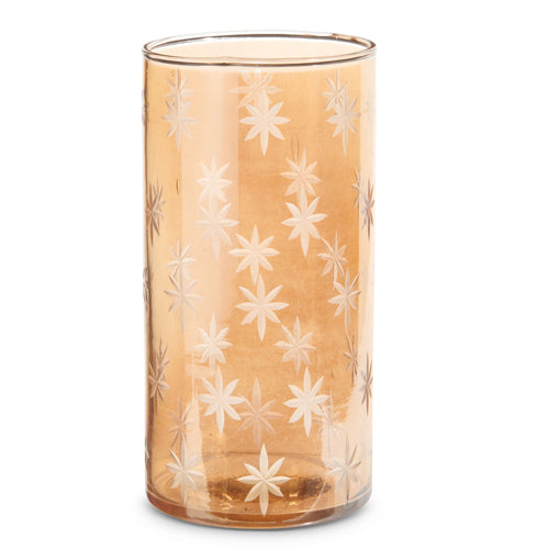 8&quot; Etched Gold Star Glass Container