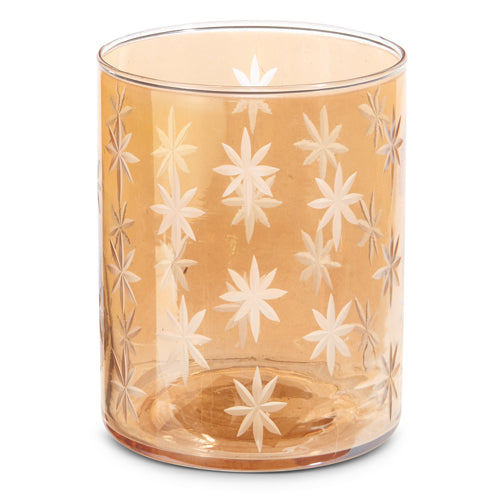 5&quot; Etched Gold Star Glass Container