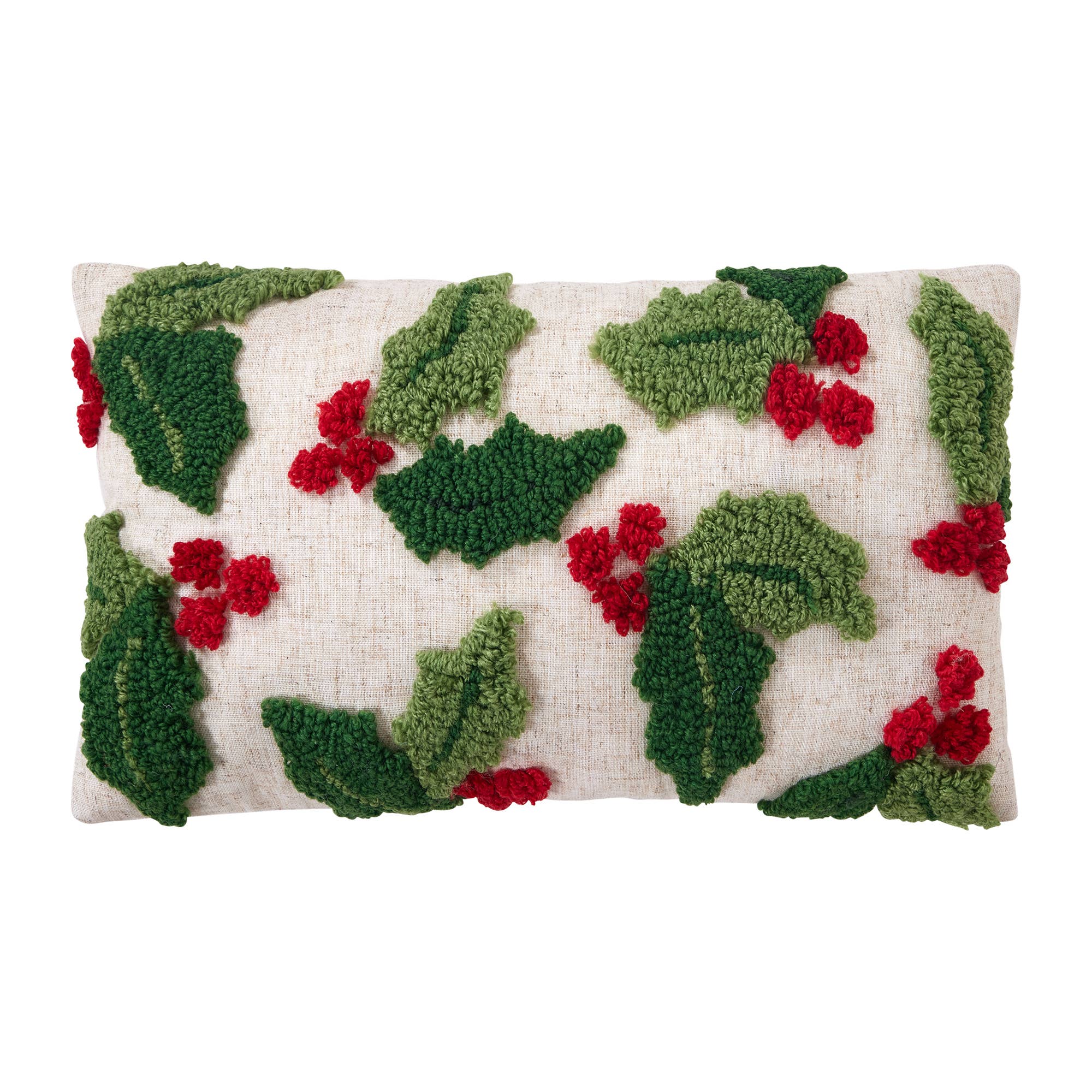 Holly w/Berries Tufted Pillow - The Preppy Bunny