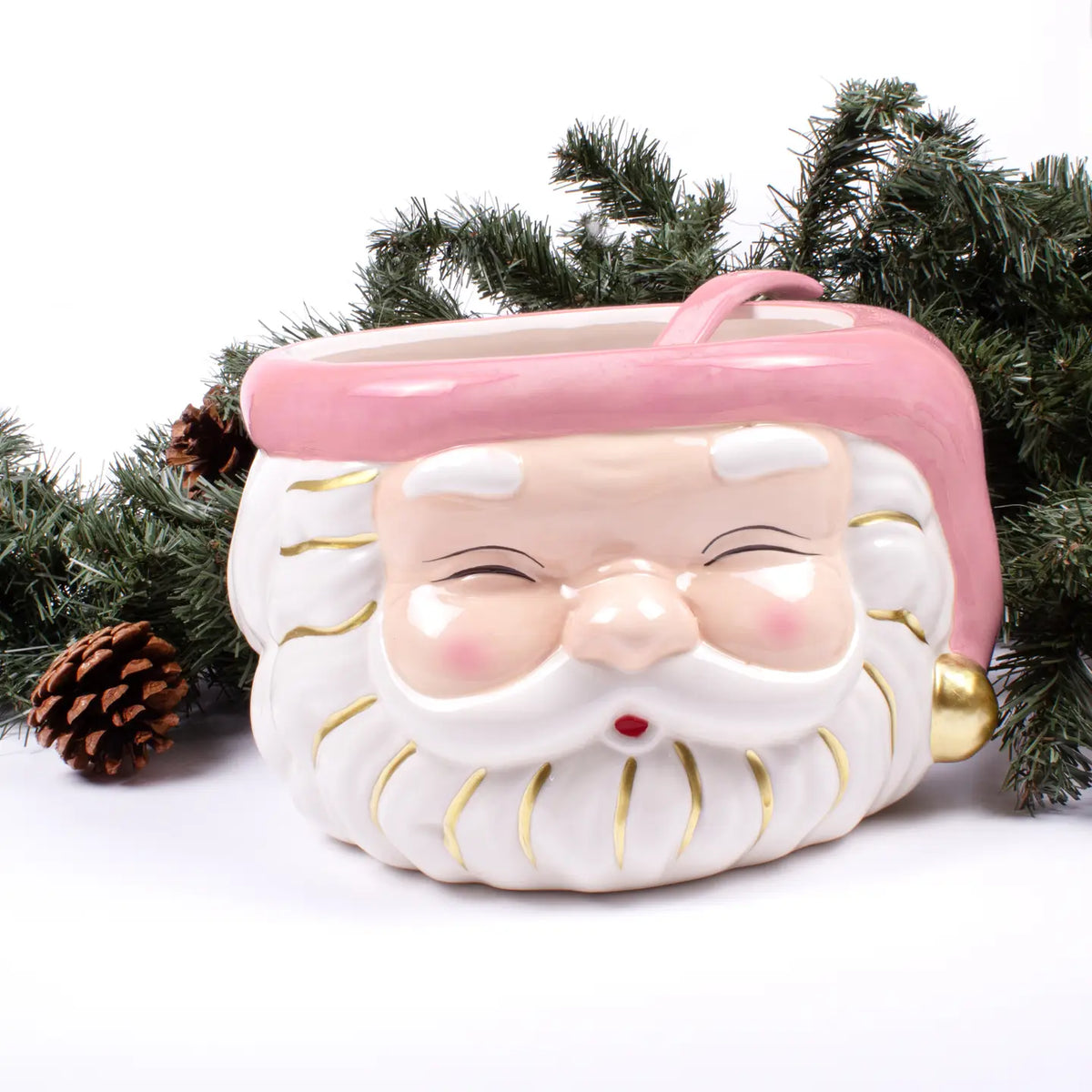 Pink Hat Santa Punch Bowl w/ Ladle