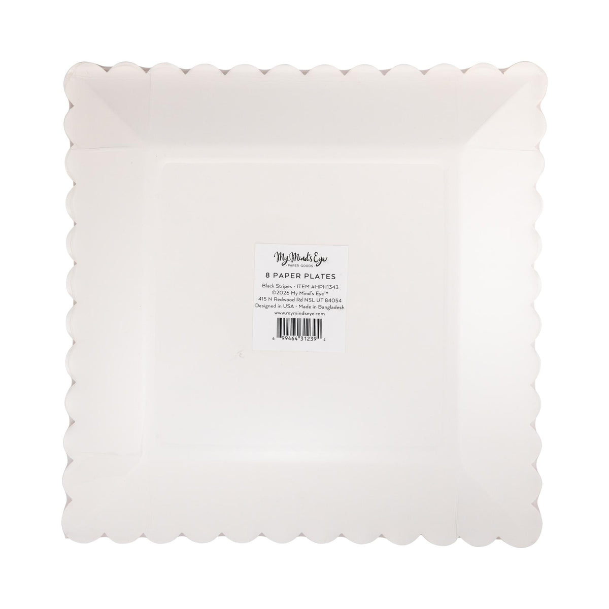 Black and Cream Stripes Scalloped 10" Plate