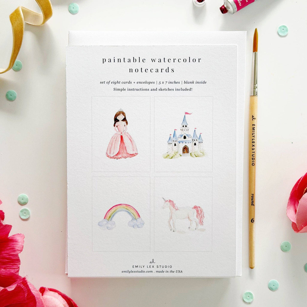 Fairytale paintable watercolor notecard set - The Preppy Bunny