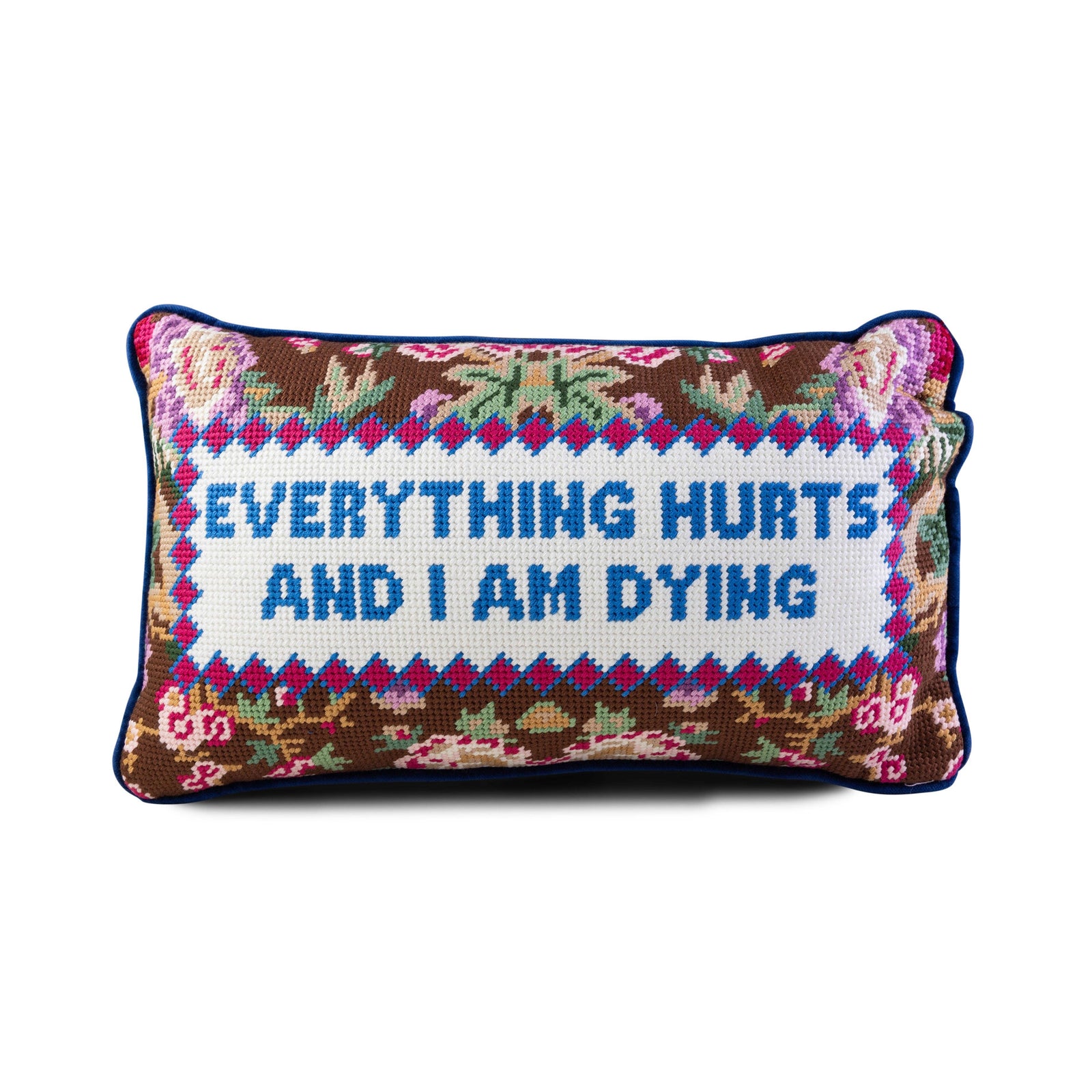 Everything Hurts Needlepoint Pillow - The Preppy Bunny