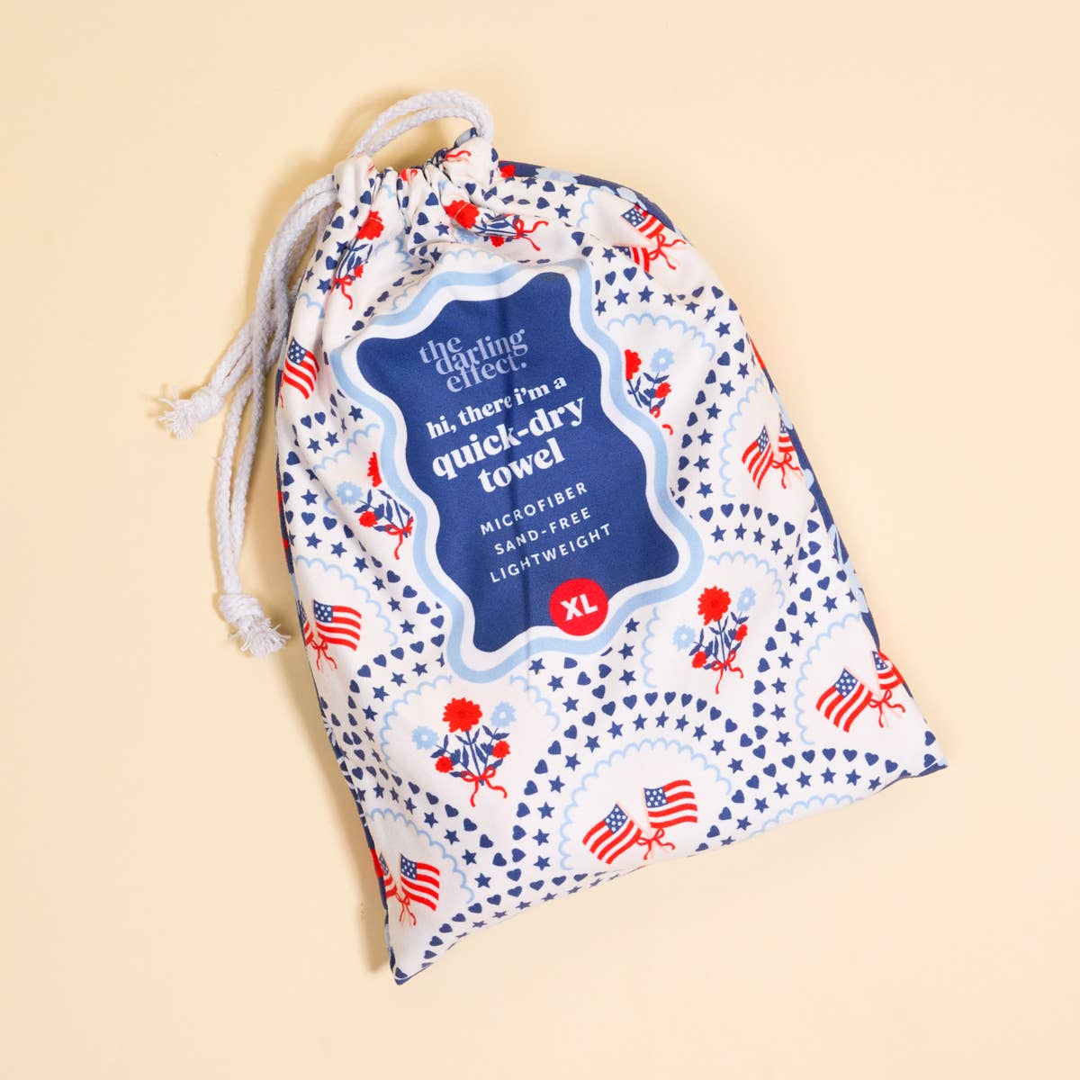 XL Quick-Dry Beach Towel in All American Darling - The Preppy Bunny