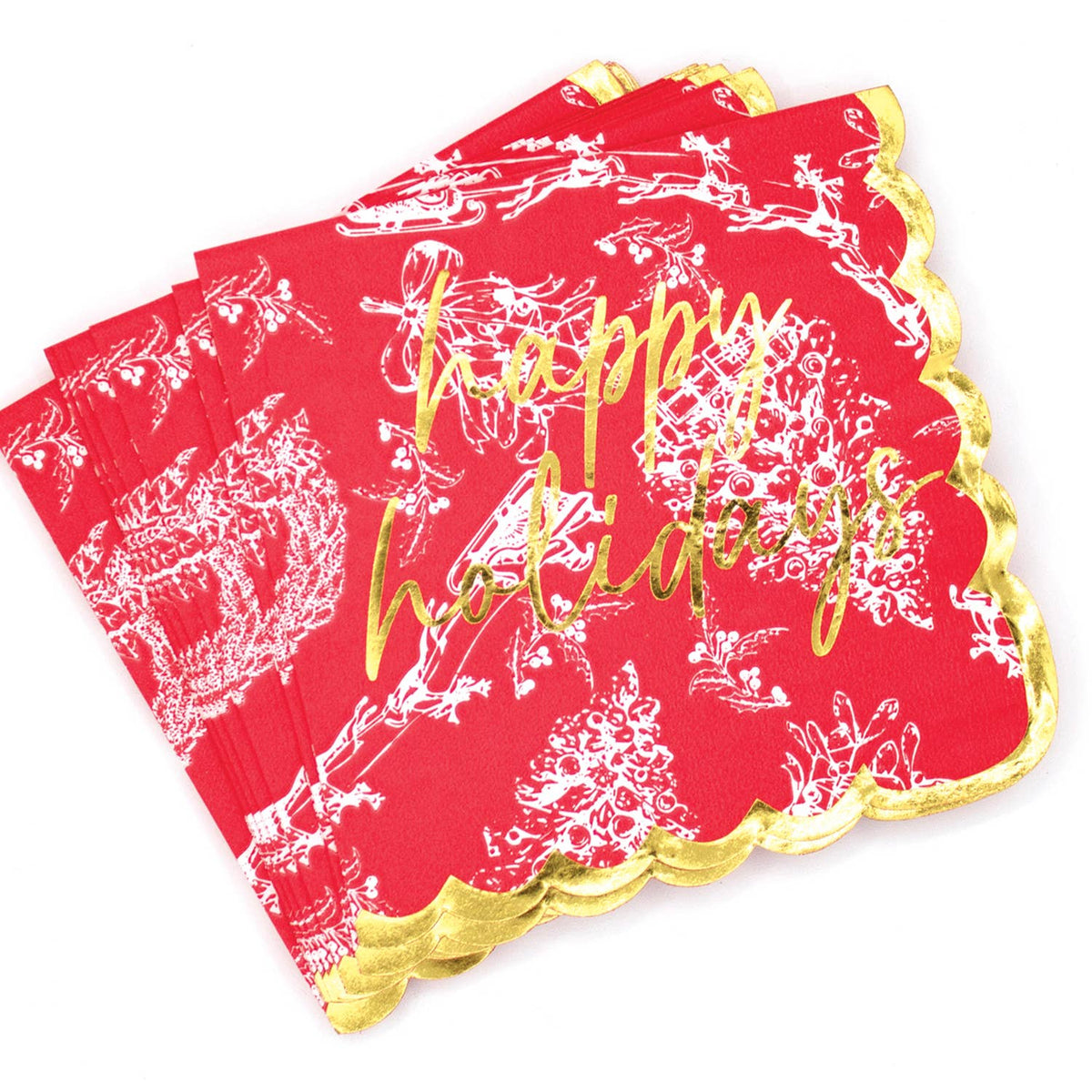 Red Toile Paper Beverage Napkins