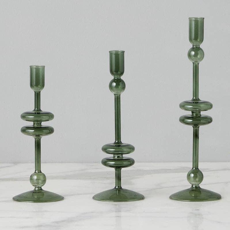 Emerald Glass Candlestick - Small