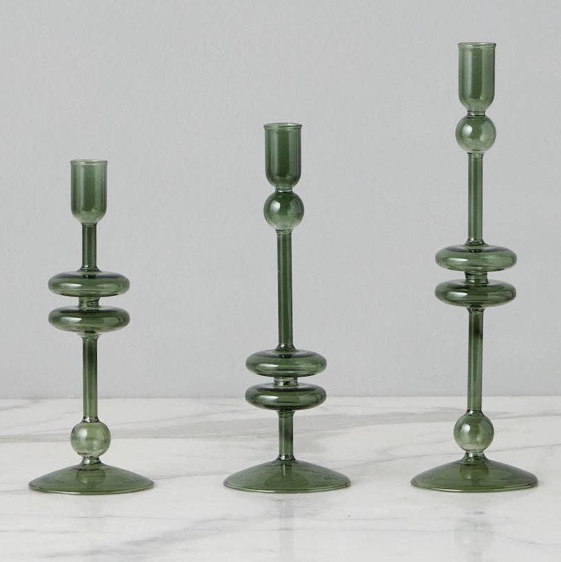 Emerald Glass Candlestick - Medium