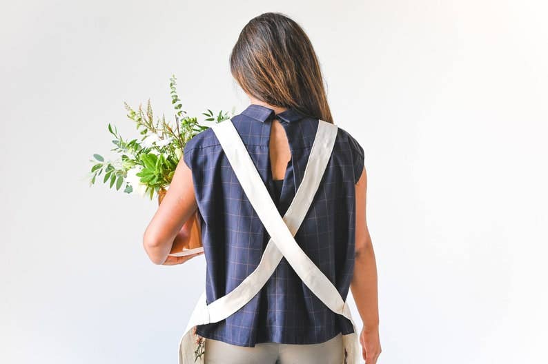Botanical Embroidered Apron - The Preppy Bunny
