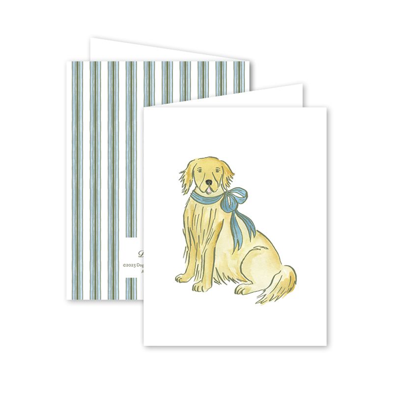 Quincy&#39;s Cottage Golden Retriever Folded Notecard - The Preppy Bunny