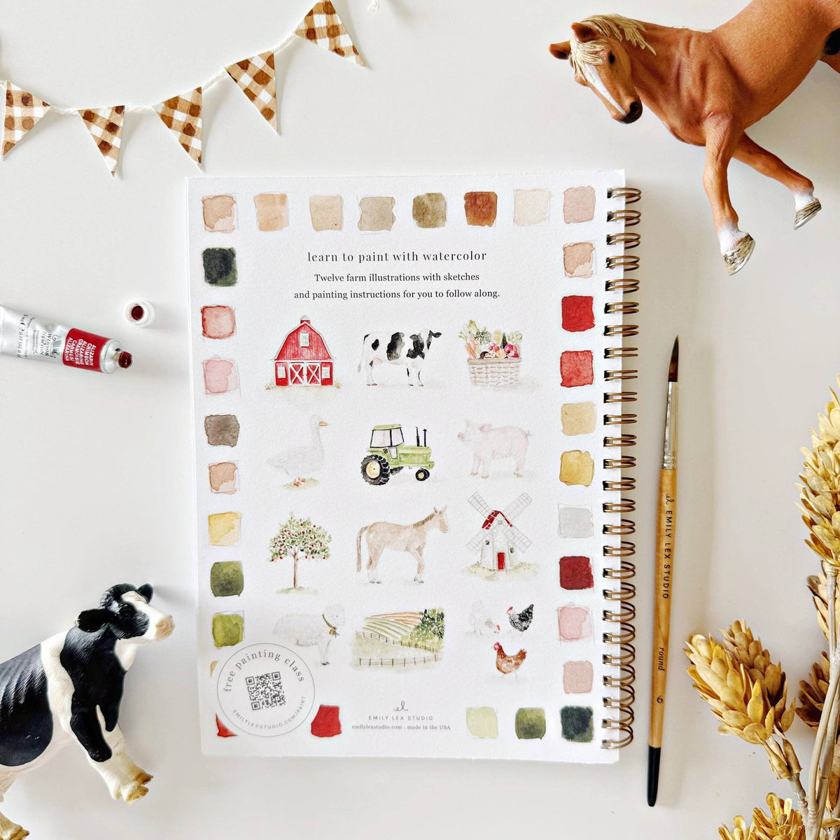 Farm Watercolor Workbook - The Preppy Bunny