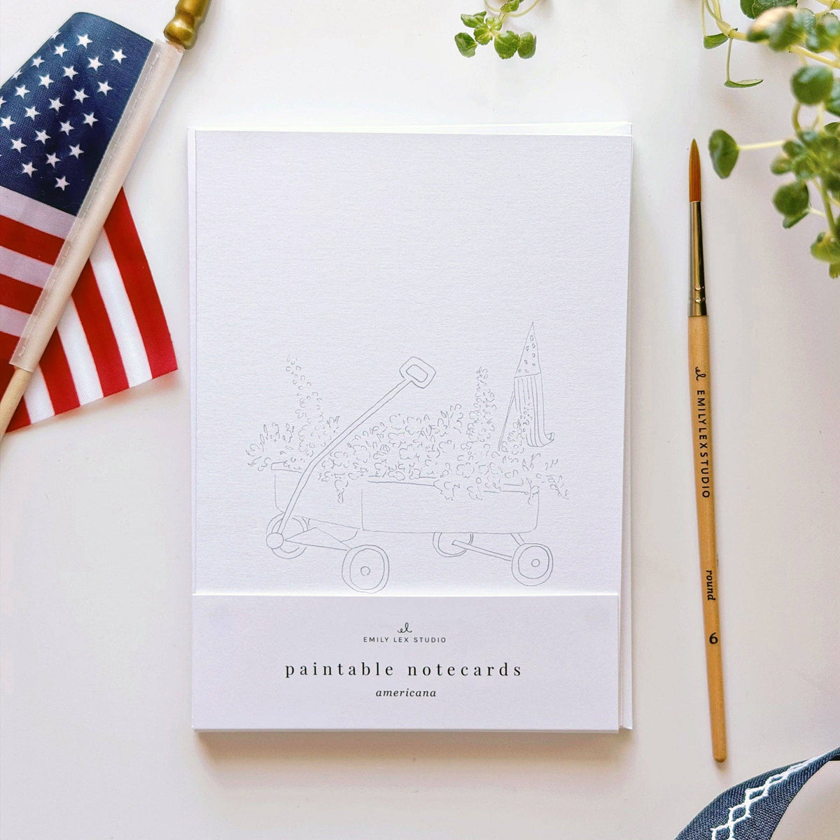 Americana paintable watercolor notecard set - The Preppy Bunny
