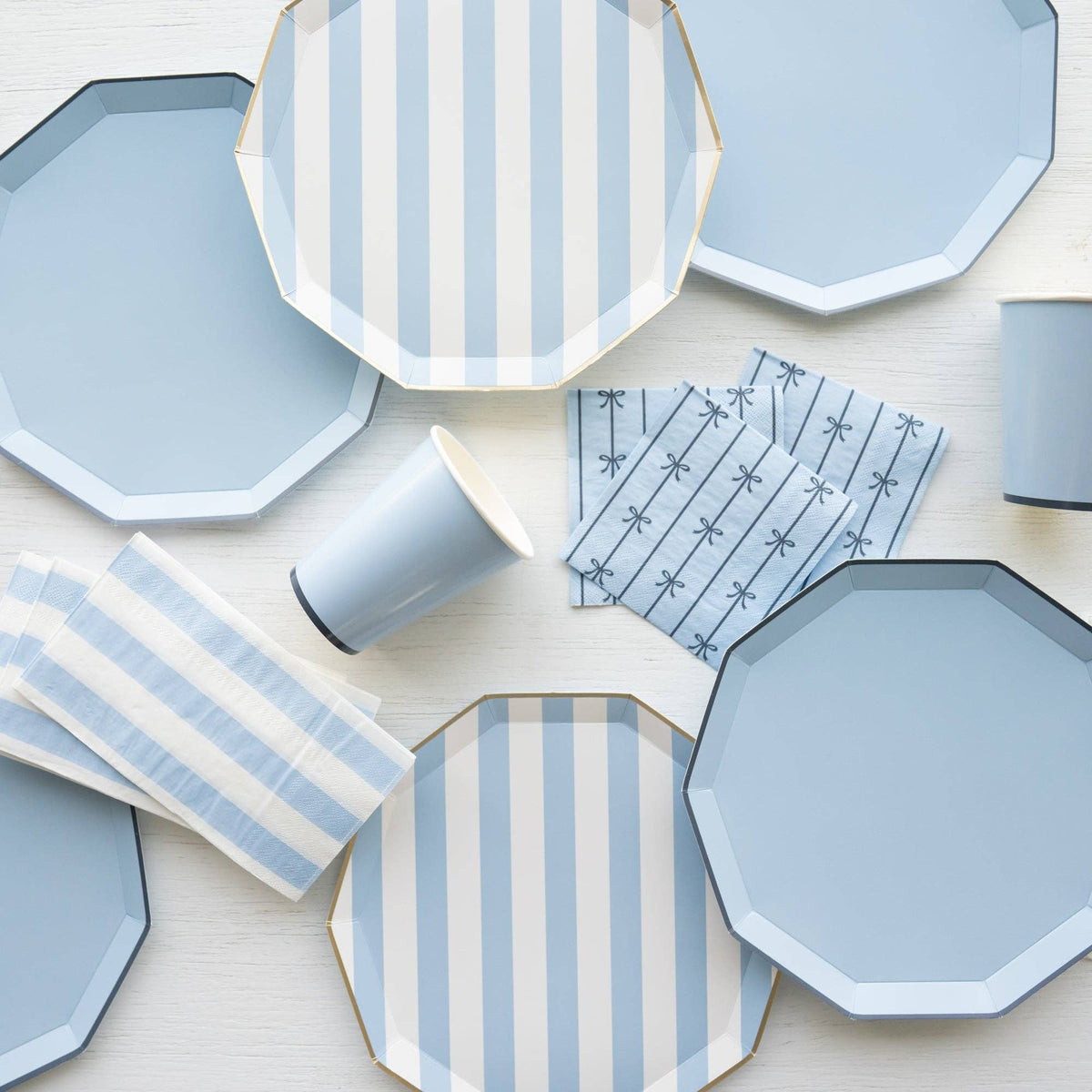 Sky Blue Signature Stripe Large Paper Plates - The Preppy Bunny