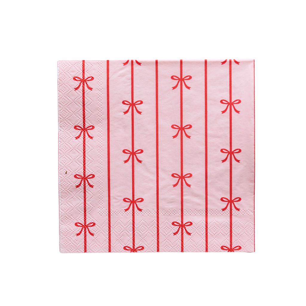 Pink &amp; Red Signature Bow Large Paper Dinner Napkins