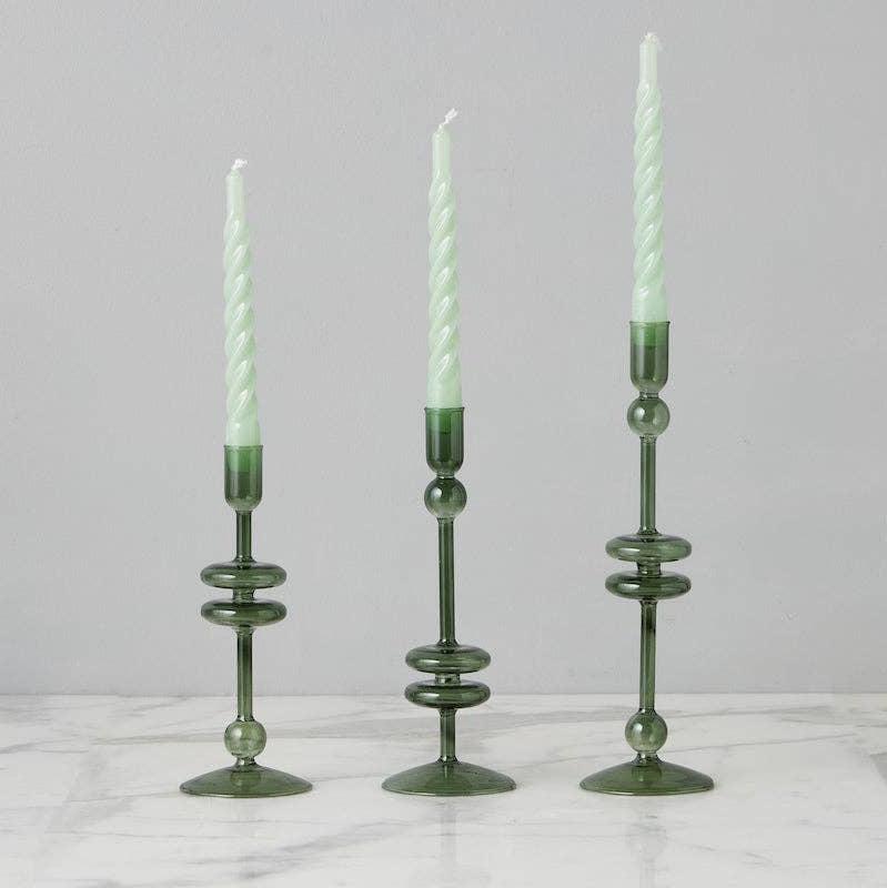 Emerald Glass Candlestick - Medium