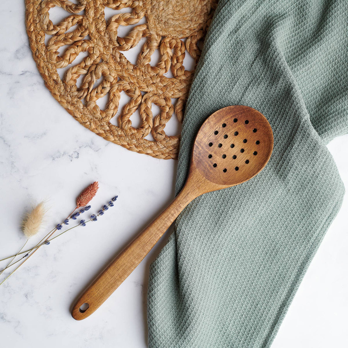 Large Wood Strainer Spoon