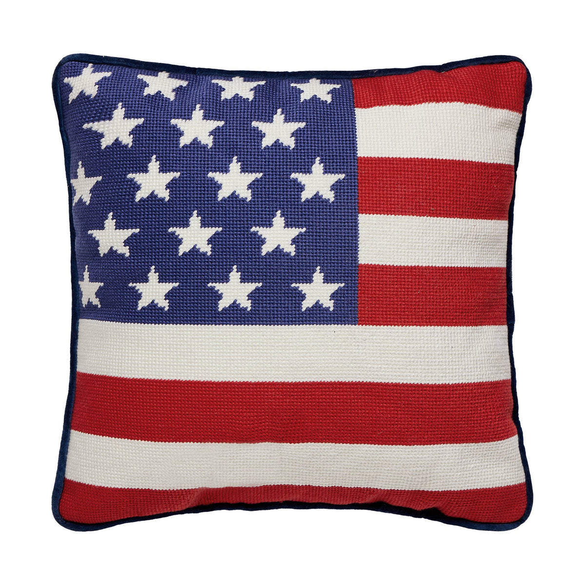 American Flag Embroidered Pillow - The Preppy Bunny