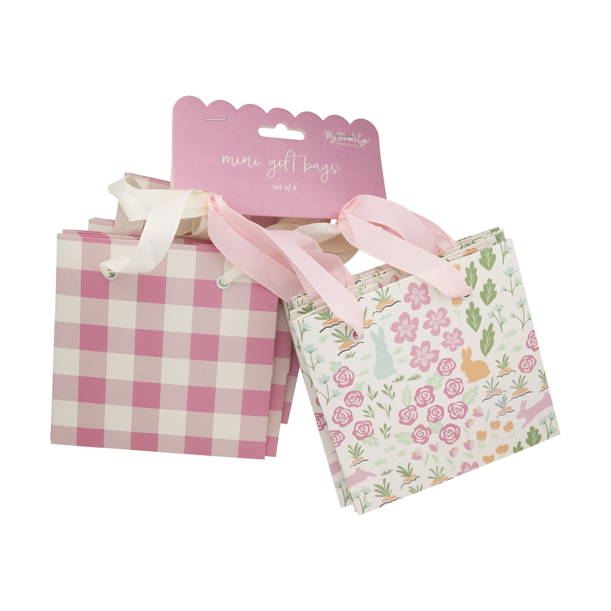 Garden Scatter/Pink Gingham Gift Bag Set - The Preppy Bunny